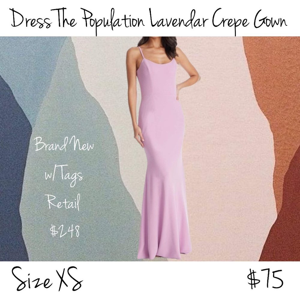Dress the Population DTP Lavender Gown NWT XS